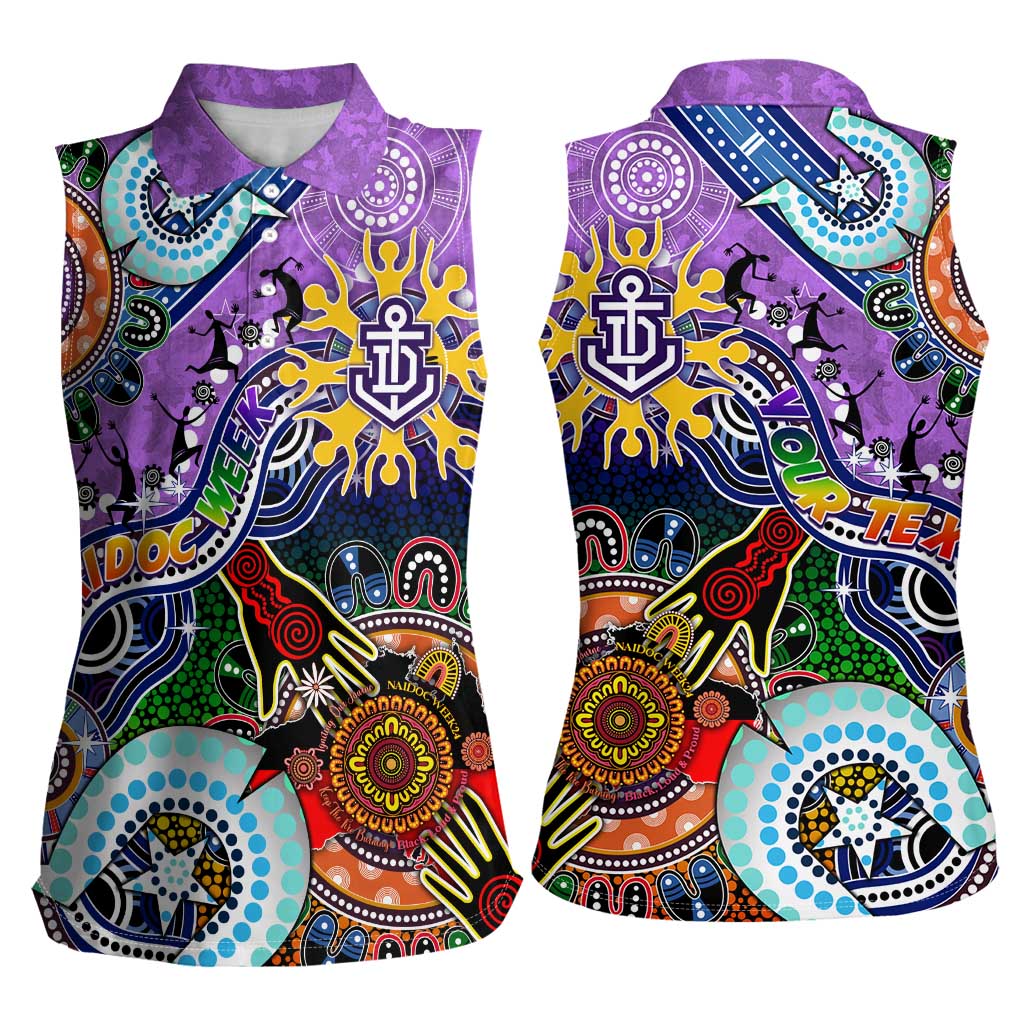 Custom NAIDOC Week 2024 Fremantle Dockers Freo Women Sleeveless Polo Shirt Australia Aboriginal Dot Painting