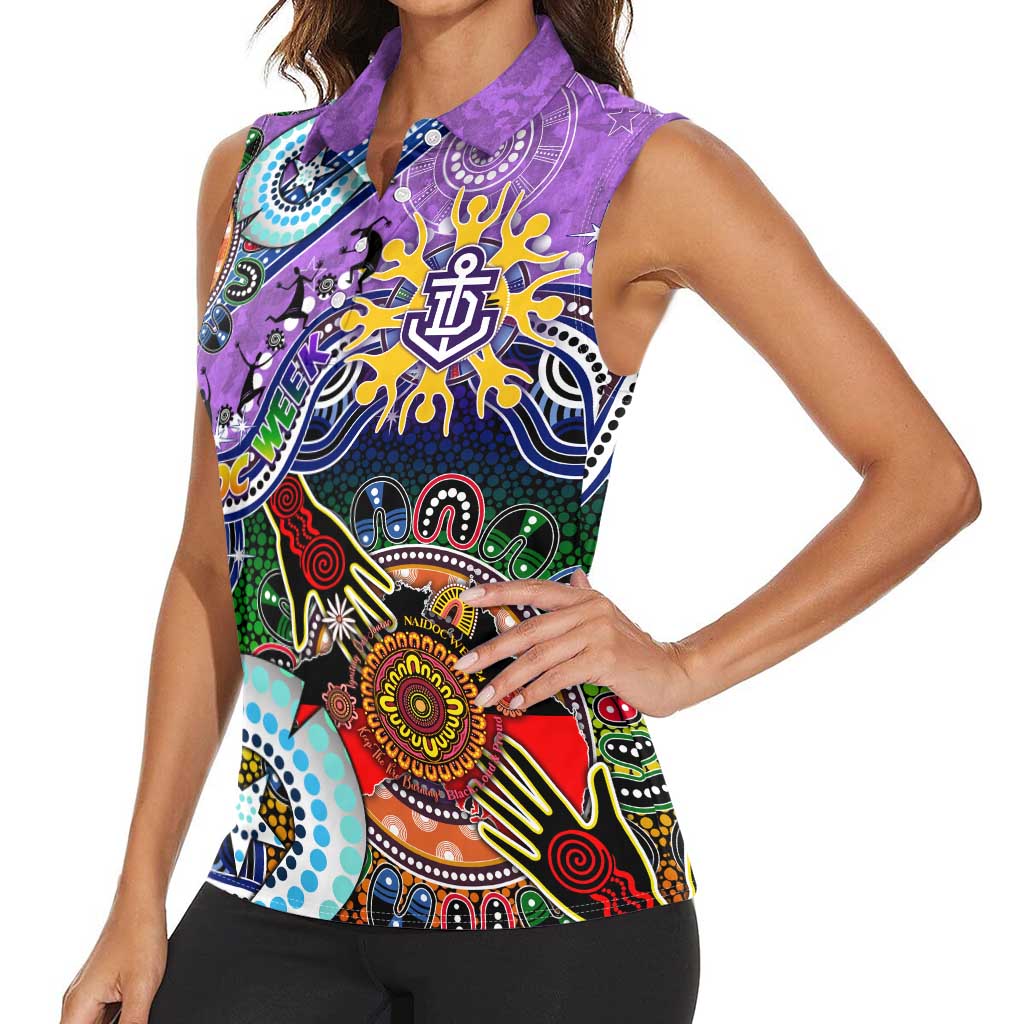 Custom NAIDOC Week 2024 Fremantle Dockers Freo Women Sleeveless Polo Shirt Australia Aboriginal Dot Painting
