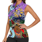 Custom NAIDOC Week 2024 Fremantle Dockers Freo Women Sleeveless Polo Shirt Australia Aboriginal Dot Painting