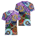 Custom NAIDOC Week 2024 Fremantle Dockers Freo Women V-Neck T-Shirt Australia Aboriginal Dot Painting