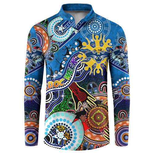 Custom NAIDOC Week 2024 Geelong Cats Button Sweatshirt Australia Aboriginal Dot Painting