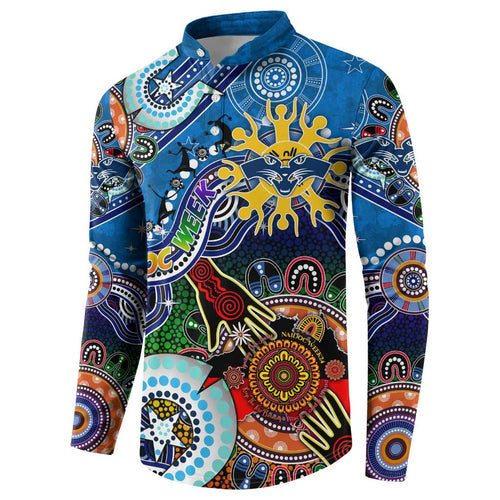 Custom NAIDOC Week 2024 Geelong Cats Button Sweatshirt Australia Aboriginal Dot Painting
