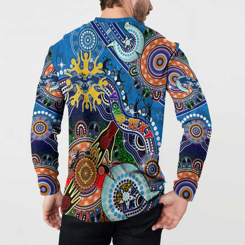 Custom NAIDOC Week 2024 Geelong Cats Button Sweatshirt Australia Aboriginal Dot Painting