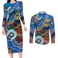 Custom NAIDOC Week 2024 Geelong Cats Couples Matching Long Sleeve Bodycon Dress and Long Sleeve Button Shirt Australia Aboriginal Dot Painting