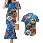 Custom NAIDOC Week 2024 Geelong Cats Couples Matching Mermaid Dress and Hawaiian Shirt Australia Aboriginal Dot Painting