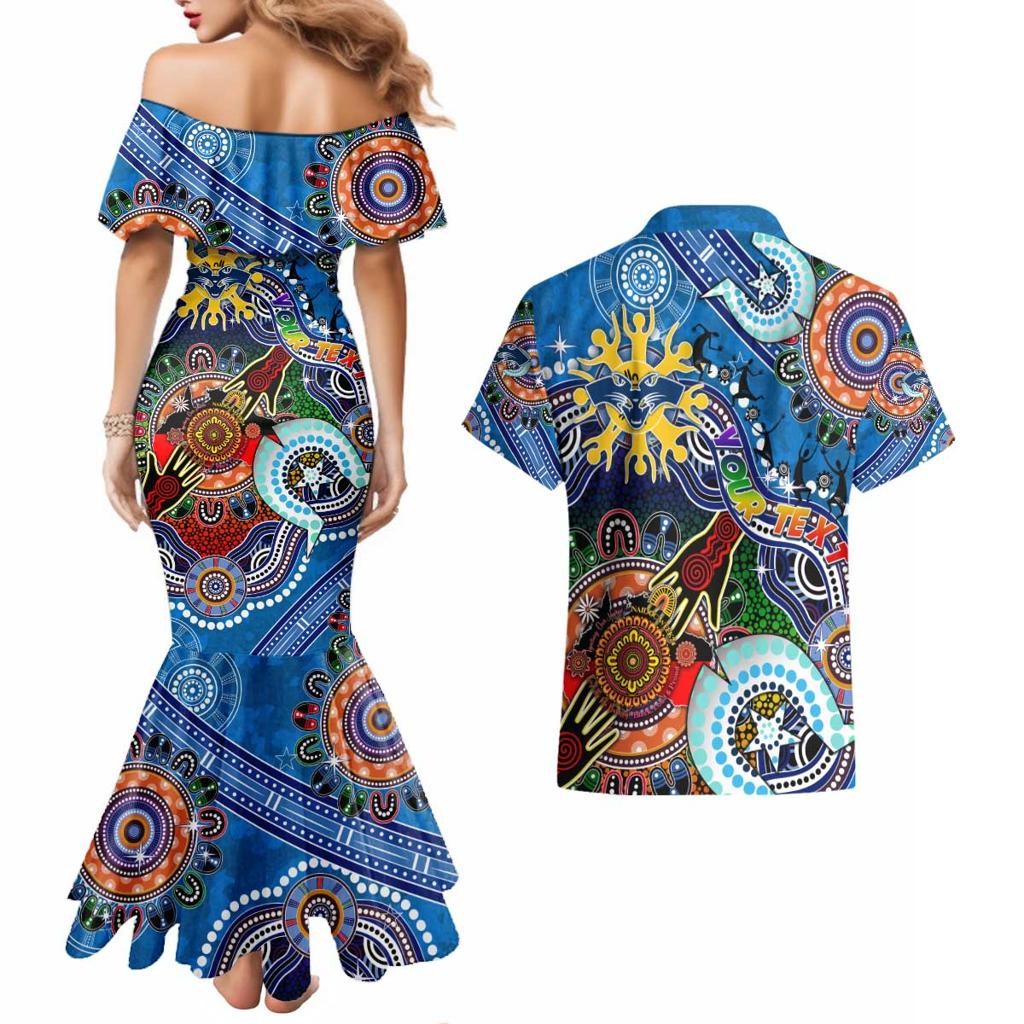 Custom NAIDOC Week 2024 Geelong Cats Couples Matching Mermaid Dress and Hawaiian Shirt Australia Aboriginal Dot Painting