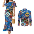 Custom NAIDOC Week 2024 Geelong Cats Couples Matching Mermaid Dress and Long Sleeve Button Shirt Australia Aboriginal Dot Painting