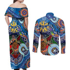 Custom NAIDOC Week 2024 Geelong Cats Couples Matching Off Shoulder Maxi Dress and Long Sleeve Button Shirt Australia Aboriginal Dot Painting