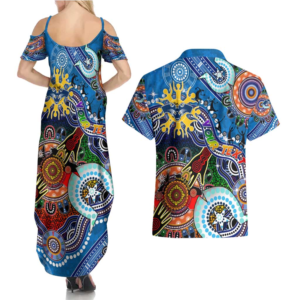 Custom NAIDOC Week 2024 Geelong Cats Couples Matching Summer Maxi Dress and Hawaiian Shirt Australia Aboriginal Dot Painting