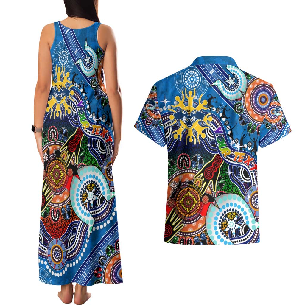 Custom NAIDOC Week 2024 Geelong Cats Couples Matching Tank Maxi Dress and Hawaiian Shirt Australia Aboriginal Dot Painting