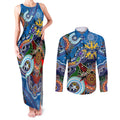 Custom NAIDOC Week 2024 Geelong Cats Couples Matching Tank Maxi Dress and Long Sleeve Button Shirt Australia Aboriginal Dot Painting