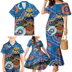 Custom NAIDOC Week 2024 Geelong Cats Family Matching Mermaid Dress and Hawaiian Shirt Australia Aboriginal Dot Painting
