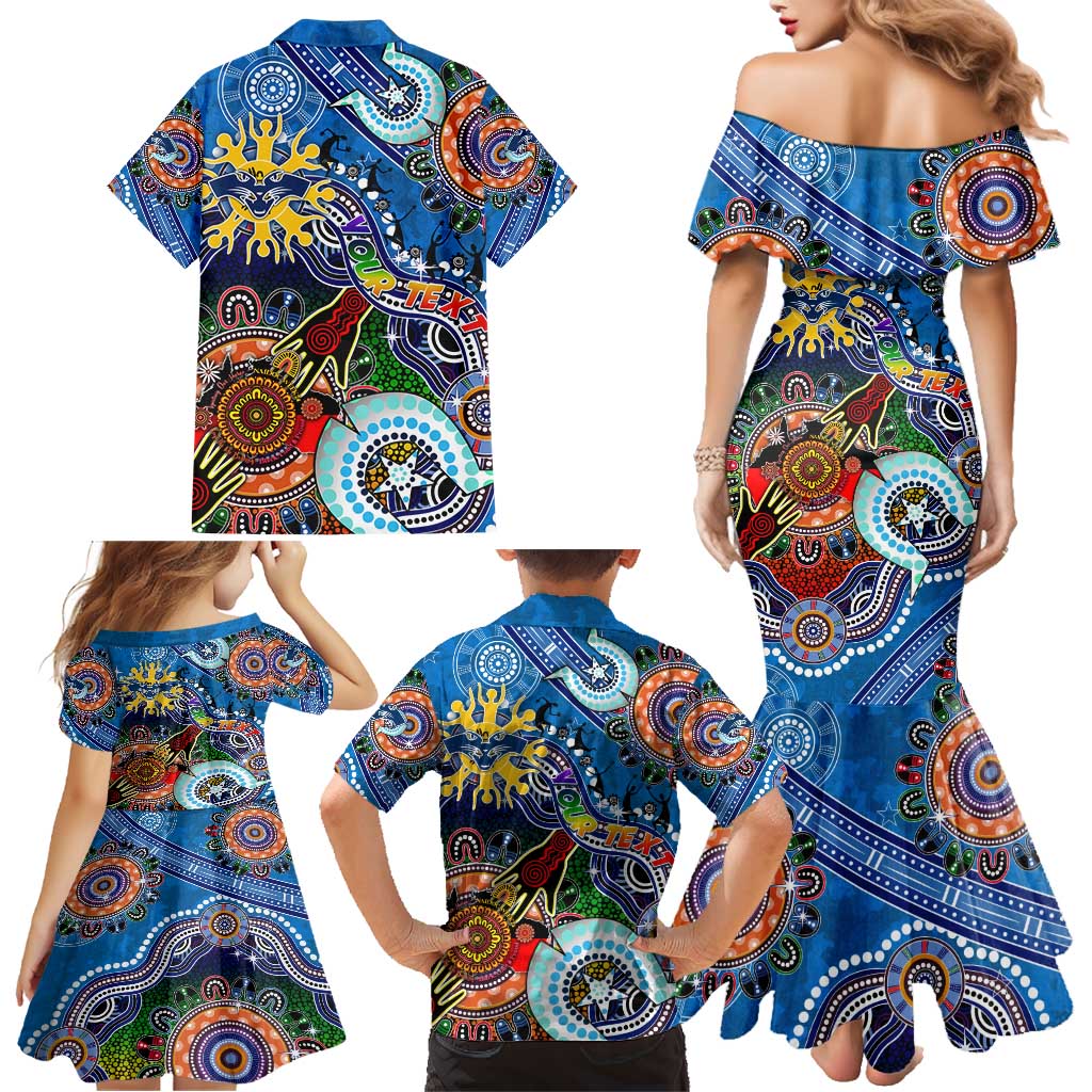 Custom NAIDOC Week 2024 Geelong Cats Family Matching Mermaid Dress and Hawaiian Shirt Australia Aboriginal Dot Painting