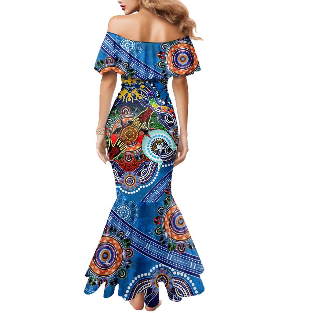 Custom NAIDOC Week 2024 Geelong Cats Family Matching Mermaid Dress and Hawaiian Shirt Australia Aboriginal Dot Painting