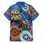 Custom NAIDOC Week 2024 Geelong Cats Family Matching Off The Shoulder Long Sleeve Dress and Hawaiian Shirt Australia Aboriginal Dot Painting