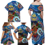 Custom NAIDOC Week 2024 Geelong Cats Family Matching Off Shoulder Maxi Dress and Hawaiian Shirt Australia Aboriginal Dot Painting