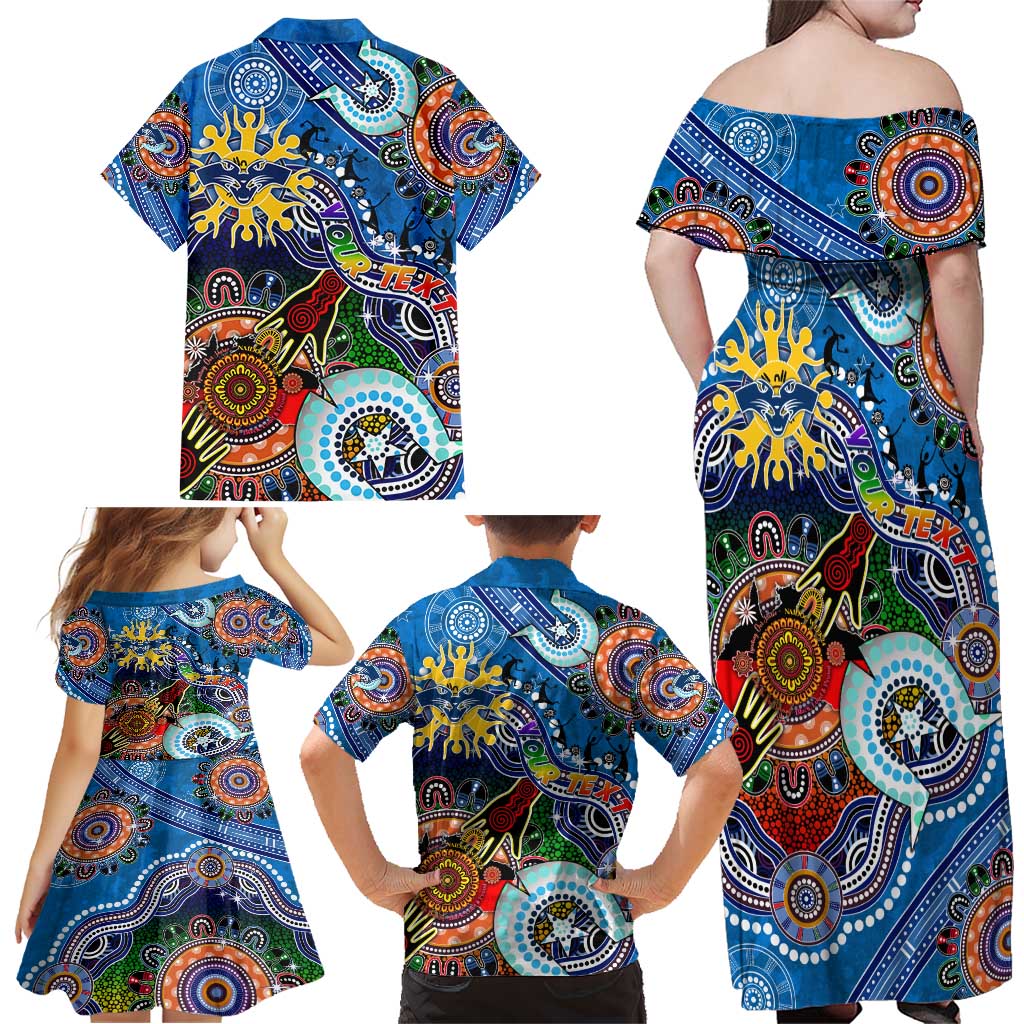 Custom NAIDOC Week 2024 Geelong Cats Family Matching Off Shoulder Maxi Dress and Hawaiian Shirt Australia Aboriginal Dot Painting