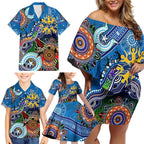Custom NAIDOC Week 2024 Geelong Cats Family Matching Off Shoulder Short Dress and Hawaiian Shirt Australia Aboriginal Dot Painting