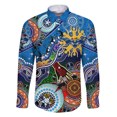 Custom NAIDOC Week 2024 Geelong Cats Family Matching Off Shoulder Short Dress and Hawaiian Shirt Australia Aboriginal Dot Painting