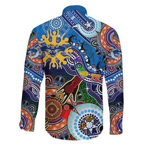Custom NAIDOC Week 2024 Geelong Cats Family Matching Off Shoulder Short Dress and Hawaiian Shirt Australia Aboriginal Dot Painting