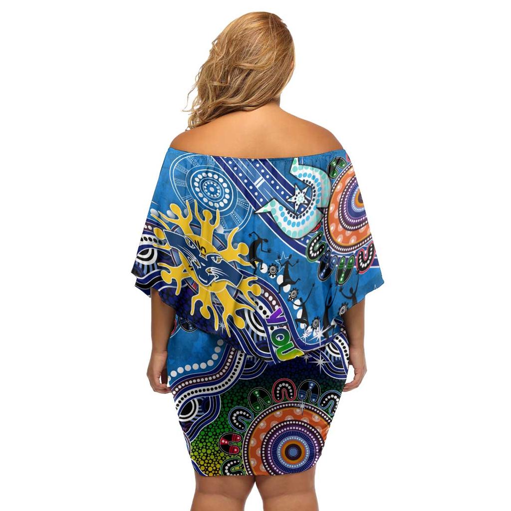 Custom NAIDOC Week 2024 Geelong Cats Family Matching Off Shoulder Short Dress and Hawaiian Shirt Australia Aboriginal Dot Painting