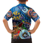 Custom NAIDOC Week 2024 Geelong Cats Family Matching Short Sleeve Bodycon Dress and Hawaiian Shirt Australia Aboriginal Dot Painting