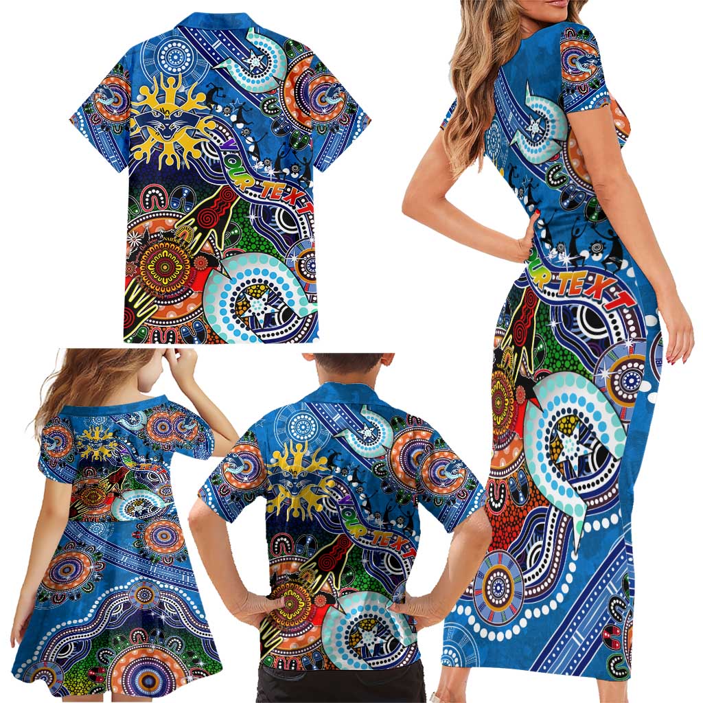 Custom NAIDOC Week 2024 Geelong Cats Family Matching Short Sleeve Bodycon Dress and Hawaiian Shirt Australia Aboriginal Dot Painting