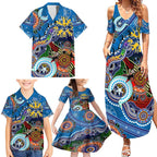 Custom NAIDOC Week 2024 Geelong Cats Family Matching Summer Maxi Dress and Hawaiian Shirt Australia Aboriginal Dot Painting