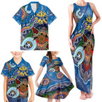 Custom NAIDOC Week 2024 Geelong Cats Family Matching Tank Maxi Dress and Hawaiian Shirt Australia Aboriginal Dot Painting