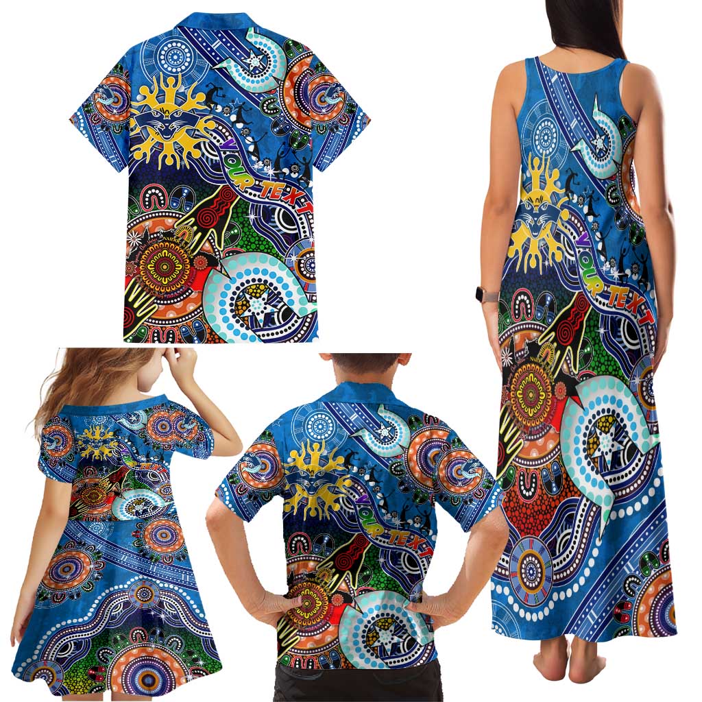 Custom NAIDOC Week 2024 Geelong Cats Family Matching Tank Maxi Dress and Hawaiian Shirt Australia Aboriginal Dot Painting