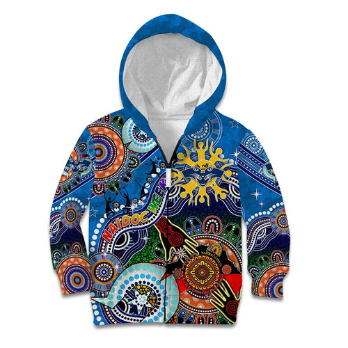 Custom NAIDOC Week 2024 Geelong Cats Kid Hoodie Australia Aboriginal Dot Painting