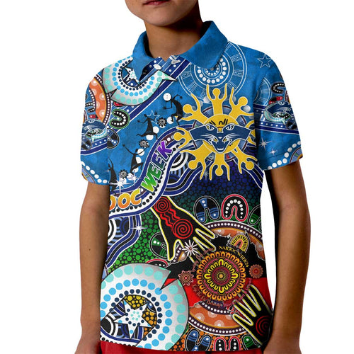 Custom NAIDOC Week 2024 Geelong Cats Kid Polo Shirt Australia Aboriginal Dot Painting