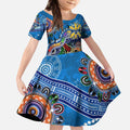 Custom NAIDOC Week 2024 Geelong Cats Kid Short Sleeve Dress Australia Aboriginal Dot Painting