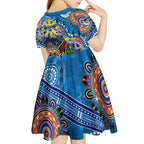 Custom NAIDOC Week 2024 Geelong Cats Kid Short Sleeve Dress Australia Aboriginal Dot Painting