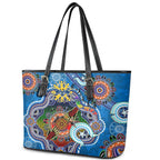 Custom NAIDOC Week 2024 Geelong Cats Leather Tote Bag Australia Aboriginal Dot Painting