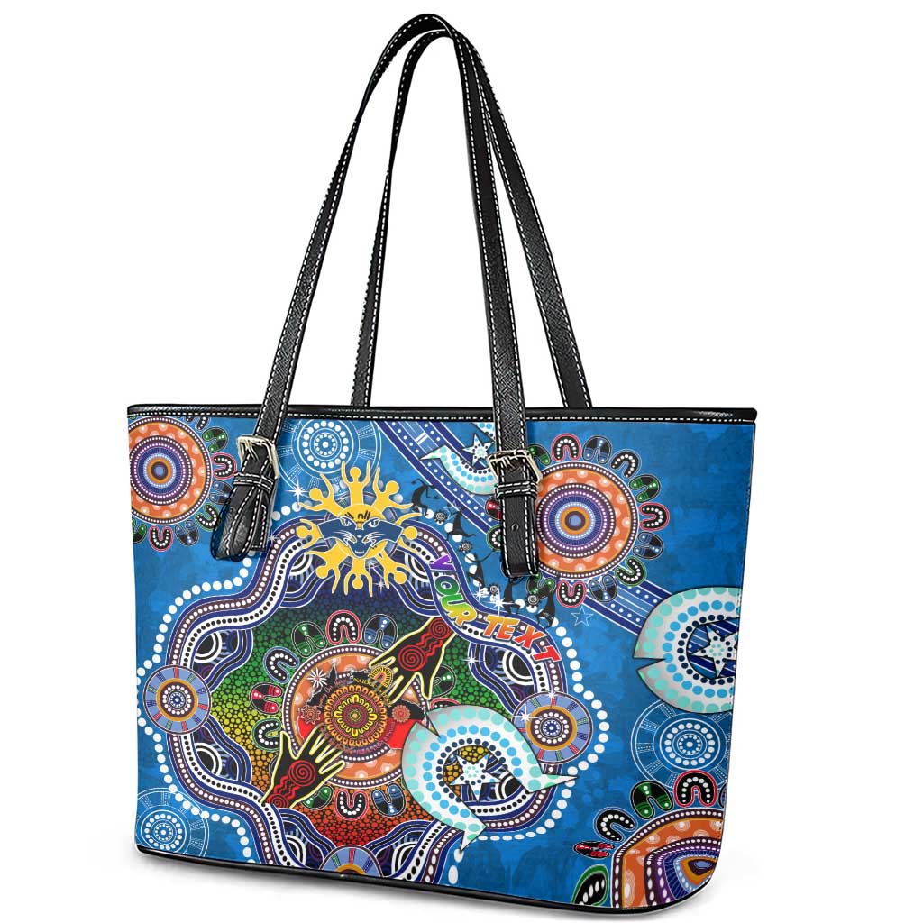 Custom NAIDOC Week 2024 Geelong Cats Leather Tote Bag Australia Aboriginal Dot Painting