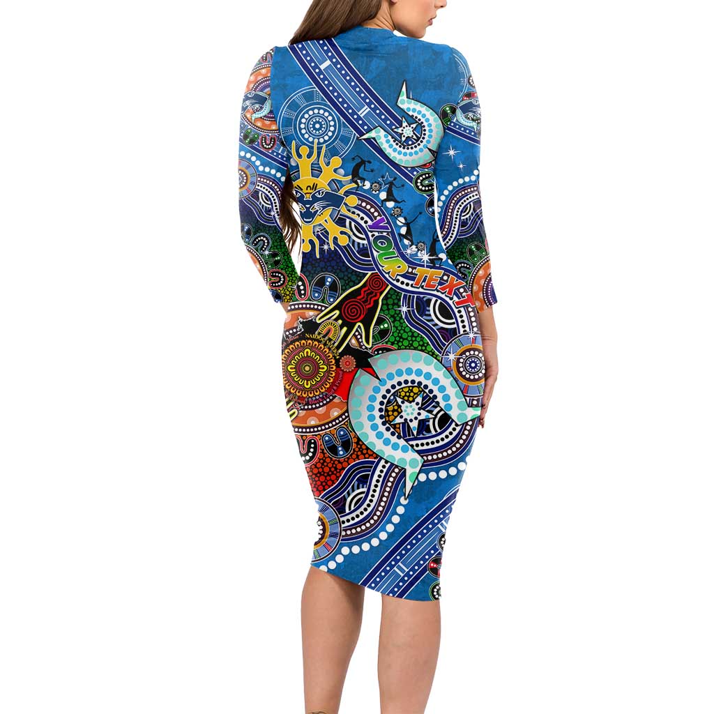 Custom NAIDOC Week 2024 Geelong Cats Long Sleeve Bodycon Dress Australia Aboriginal Dot Painting