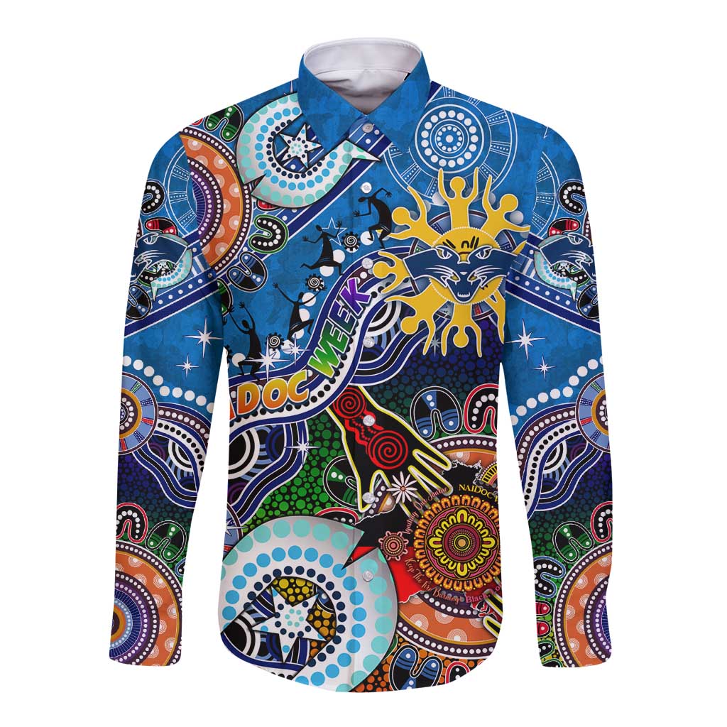 Custom NAIDOC Week 2024 Geelong Cats Long Sleeve Button Shirt Australia Aboriginal Dot Painting