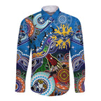 Custom NAIDOC Week 2024 Geelong Cats Long Sleeve Button Shirt Australia Aboriginal Dot Painting