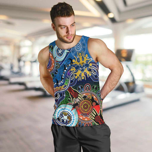 Custom NAIDOC Week 2024 Geelong Cats Men Tank Top Australia Aboriginal Dot Painting