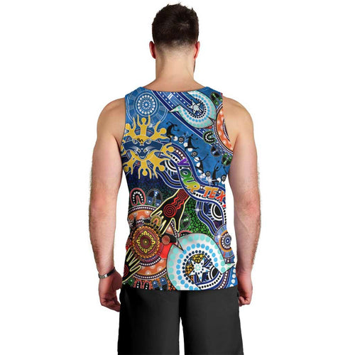 Custom NAIDOC Week 2024 Geelong Cats Men Tank Top Australia Aboriginal Dot Painting