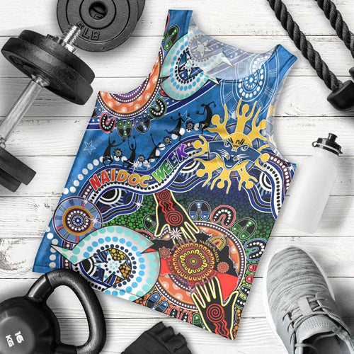 Custom NAIDOC Week 2024 Geelong Cats Men Tank Top Australia Aboriginal Dot Painting