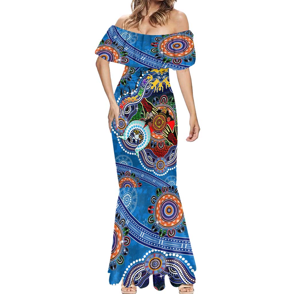 Custom NAIDOC Week 2024 Geelong Cats Mermaid Dress Australia Aboriginal Dot Painting