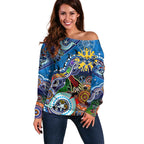 Custom NAIDOC Week 2024 Geelong Cats Off Shoulder Sweater Australia Aboriginal Dot Painting