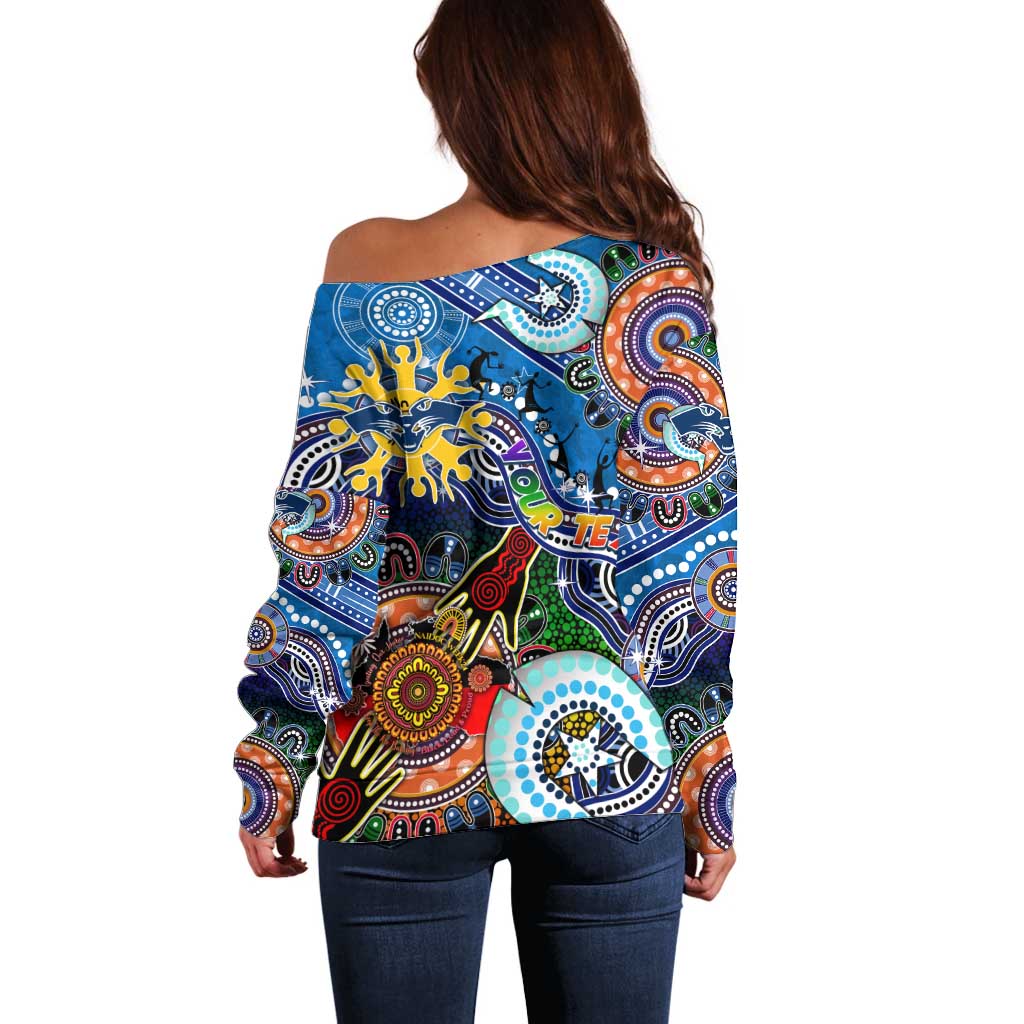 Custom NAIDOC Week 2024 Geelong Cats Off Shoulder Sweater Australia Aboriginal Dot Painting