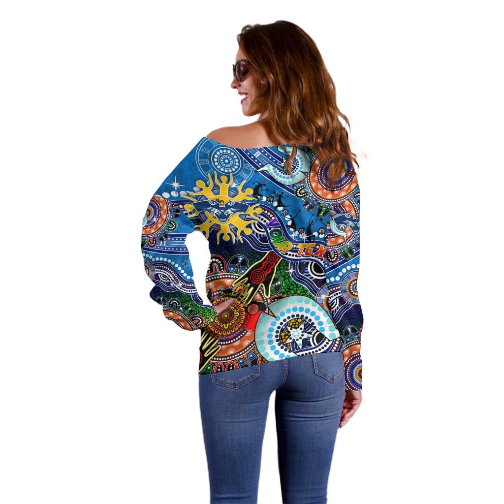 Custom NAIDOC Week 2024 Geelong Cats Off Shoulder Sweater Australia Aboriginal Dot Painting