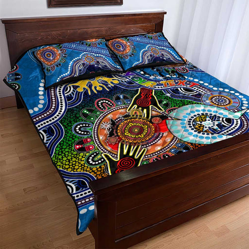 Custom NAIDOC Week 2024 Geelong Cats Quilt Bed Set Australia Aboriginal Dot Painting