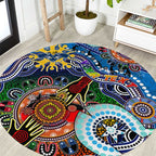 Custom NAIDOC Week 2024 Geelong Cats Round Carpet Australia Aboriginal Dot Painting