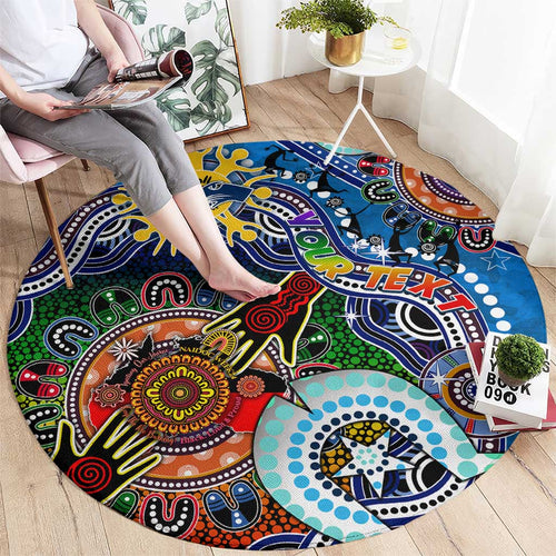 Custom NAIDOC Week 2024 Geelong Cats Round Carpet Australia Aboriginal Dot Painting