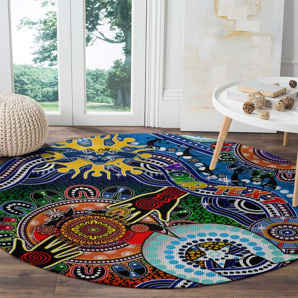Custom NAIDOC Week 2024 Geelong Cats Round Carpet Australia Aboriginal Dot Painting